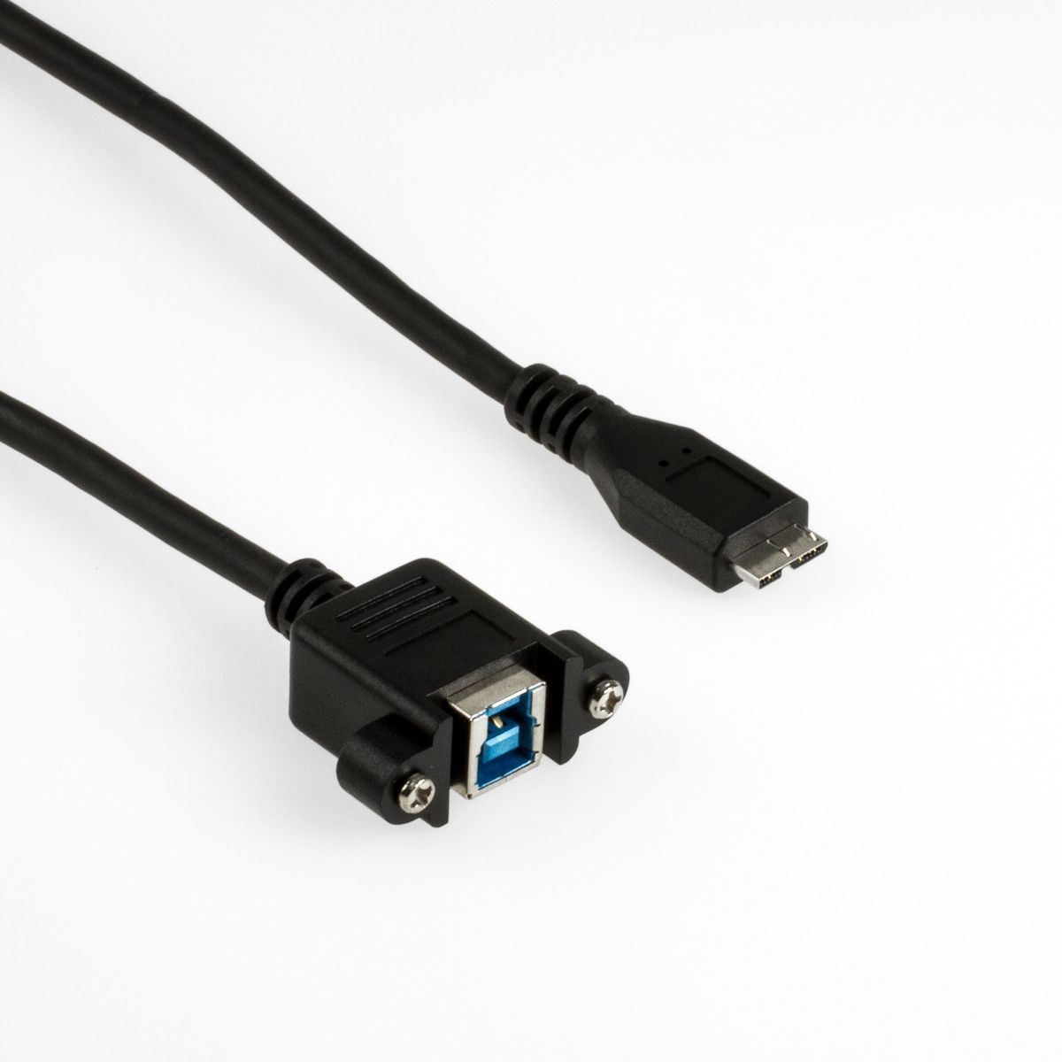 USB 3.0 Montagekabel B-Buchse anschraubbar an Micro-B-Stecker 30cm
