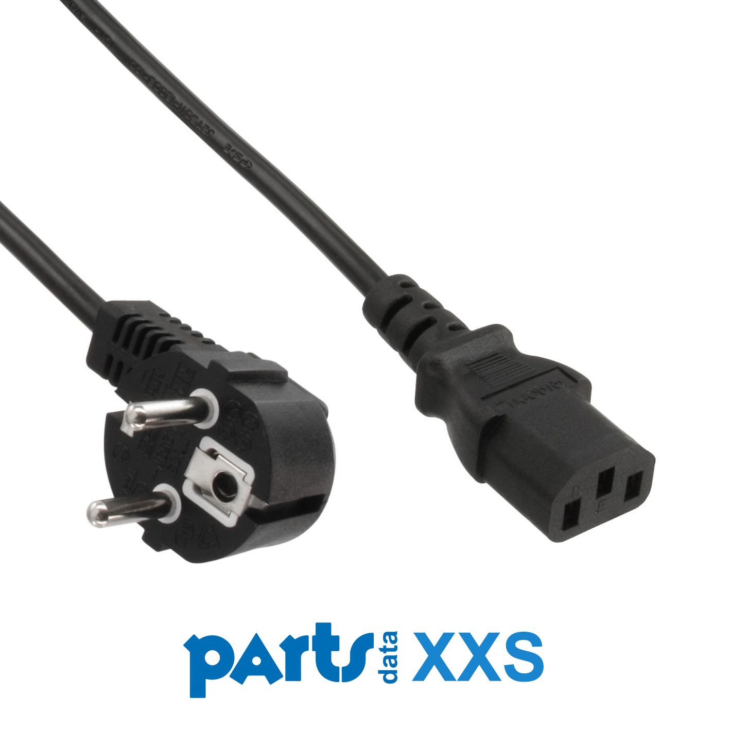 Kurzes Kaltgerätekabel mit Schutzkontakt-Stecker CEE 7/7 90°-WINKEL an C13, 30cm Kurzes Kaltgerätekabel mit Schutzkontakt-Stecker CEE 7/7 90°-WINKEL an C13, 30cm
