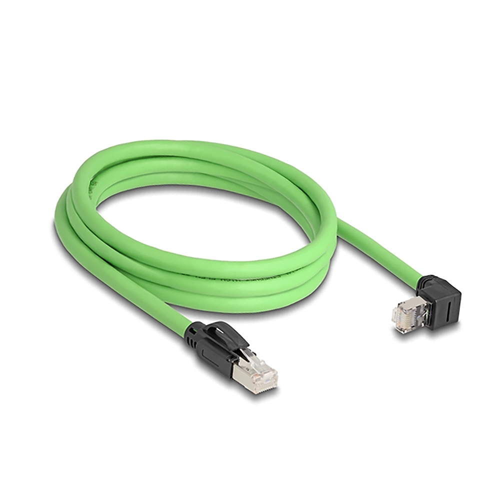dc030e920a3415f7f84bd59faa6e68ae0fcd656d Cat.6A Netzwerkkabel 1x RJ45 abgewinkelt NACH OBEN, PUR (TPU), 2m
