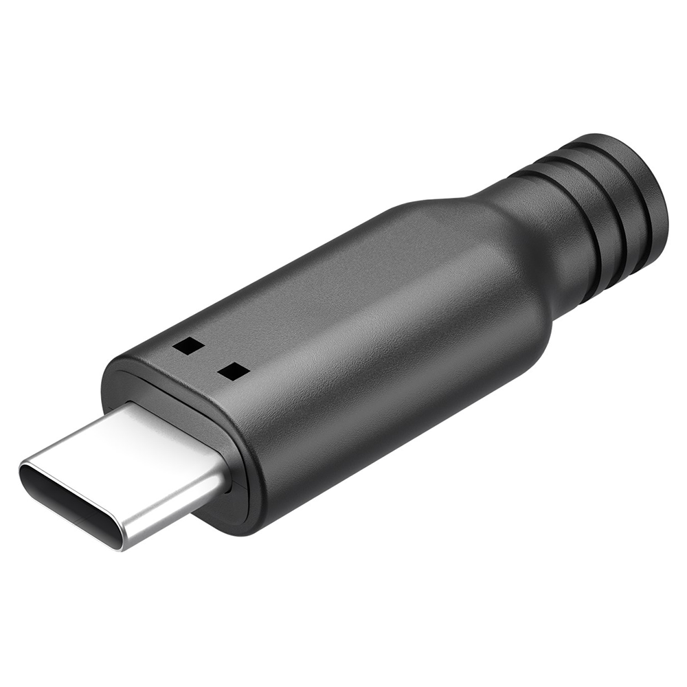USB 2.0 Stecker Typ C mit schwarzer Kunststoffhaube, zum Löten