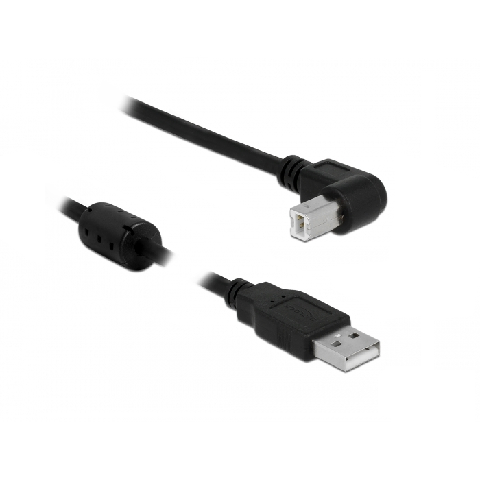 USB 2.0 Kabel mit B-Winkelstecker (90° NACH UNTEN) und Ferritkern 50cm