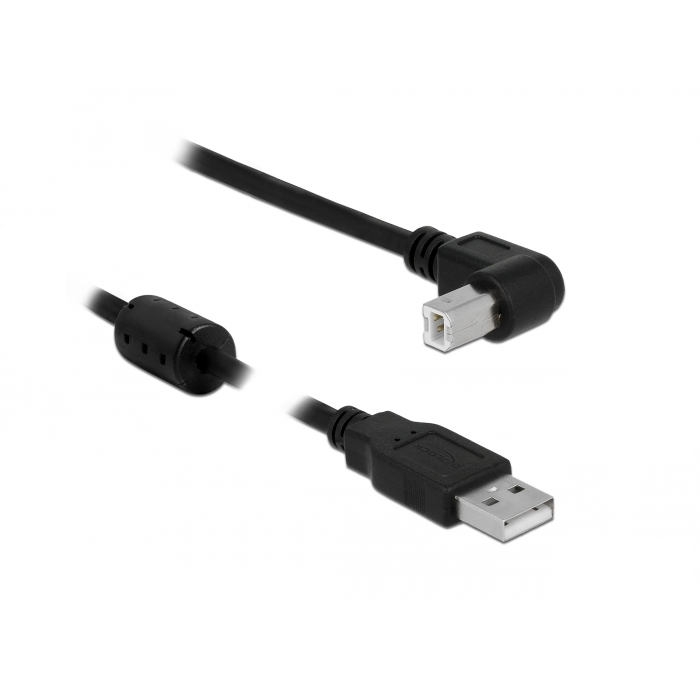 USB 2.0 Kabel mit B-Winkelstecker (90° NACH UNTEN) und Ferritkern 150cm USB 2.0 Kabel mit B-Winkelstecker (90° NACH UNTEN) und Ferritkern 150cm