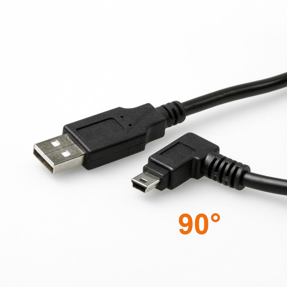 USB 2.0 Kabel mit Mini-B-Stecker WINKEL RECHTS, UL-Kabelmaterial, 1m