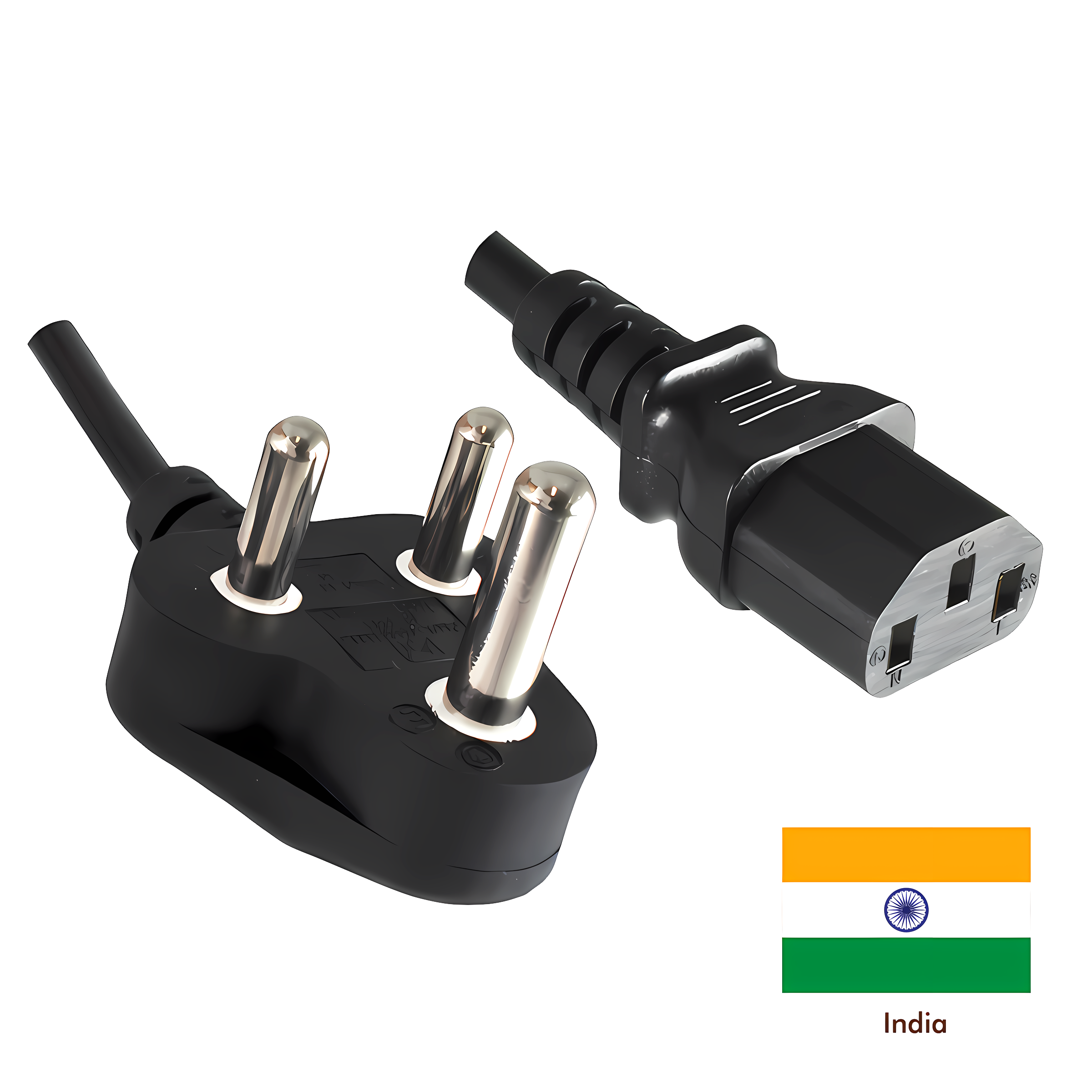 738befd6b6eeaab0750f46b9269f16f7dd69ca16 Kaltgerätekabel für INDIEN, Stecker Typ M auf C13