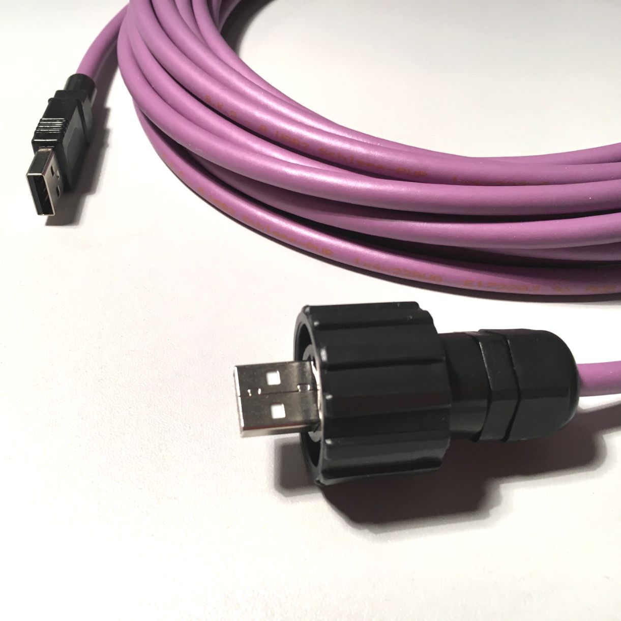 USB 2.0 Kabel PUR für Industrie u. Schleppkette, Typ A auf CONEC A IP67, 5m, NUR AUFTRAGSFERTIGUNG