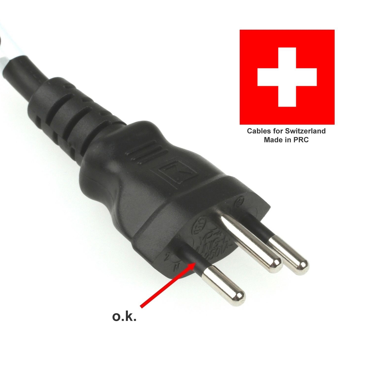 Kaltgerätekabel Stromkabel Netzkabel SCHWEIZ 1m