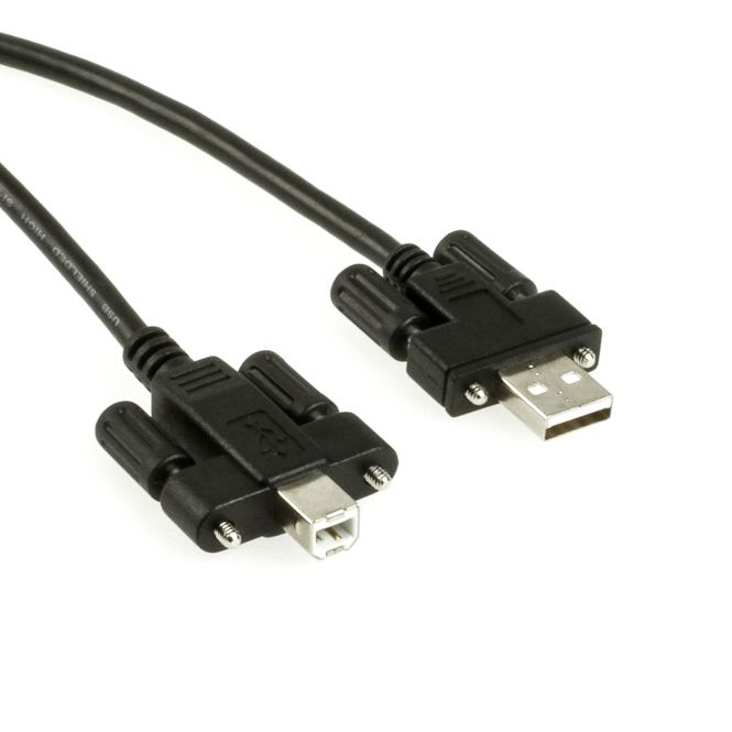 USB 2.0 Kabel AB beidseitig mit Schrauben 2m