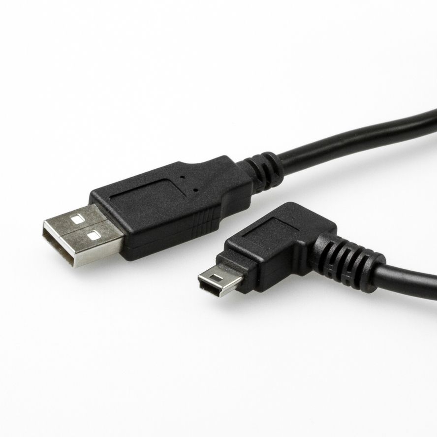 USB 2.0 Kabel mit Mini-B-Stecker WINKEL RECHTS, UL-Kabelmaterial, 5m