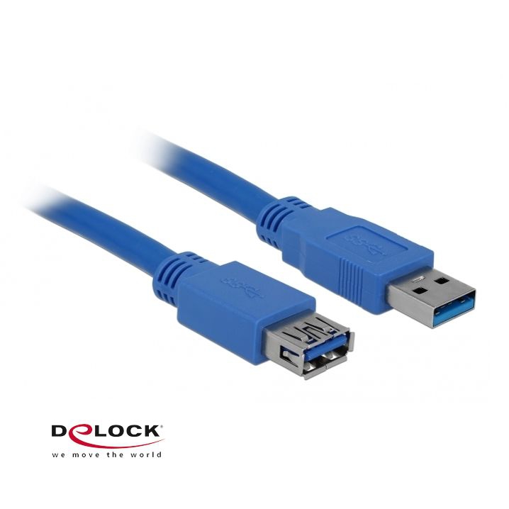 USB 3.0 Verlängerung A-Stecker an A-Buchse 2m blau (original DELOCK 82539) USB 3.0 Verlängerung A-Stecker an A-Buchse 2m blau (original DELOCK 82539)