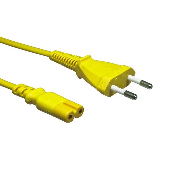 2-pol. Stromkabel mit EURO-8-Stecker GELB 180cm 2-pol. Stromkabel mit EURO-8-Stecker GELB 180cm