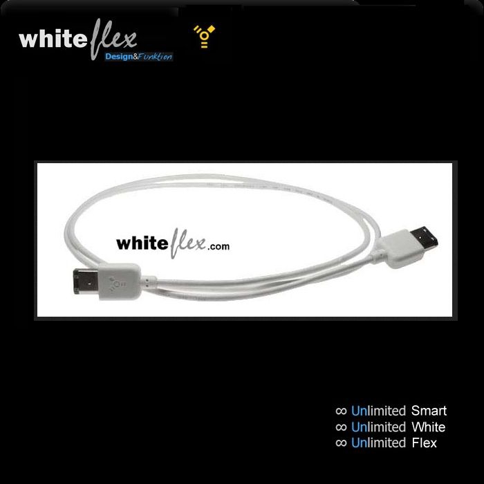 WHITEFLEX Firewire 400 Kabel 2x 6-polig weiss + flexibel 1m (Mindestbestellmenge 500 Stück)