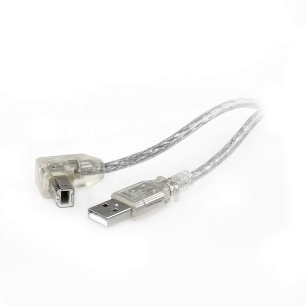 USB-Kabel AB - B gewinkelt NACH UNTEN 50cm SILBER