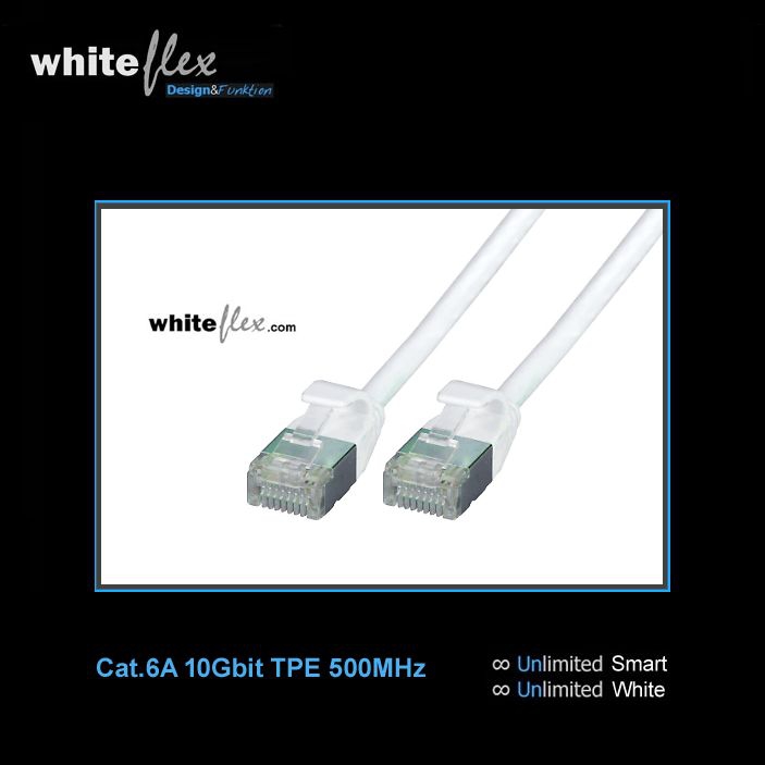WHITEFLEX Cat.6A Patchkabel TPE weiss + flexibel 50cm WHITEFLEX Cat.6A Patchkabel TPE weiss + flexibel 50cm