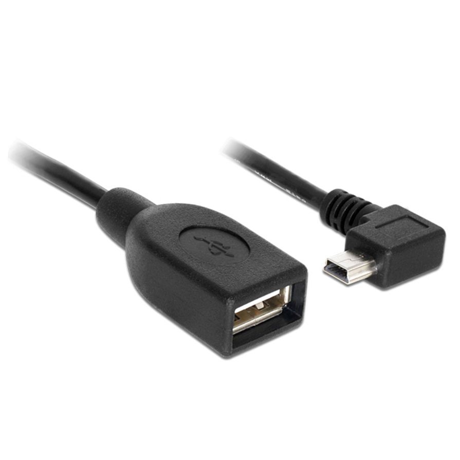 USB-Adapterkabel Mini-B 90° nach RECHTS gewinkelt an A-Buchse OTG 50cm