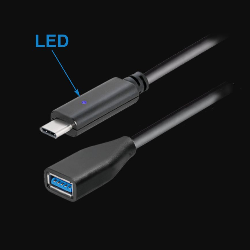Kabel USB 3.1 Type-C™ Stecker mit LED auf USB 3.0 A Buchse 20cm Kabel USB 3.1 Type-C™ Stecker mit LED auf USB 3.0 A Buchse 20cm
