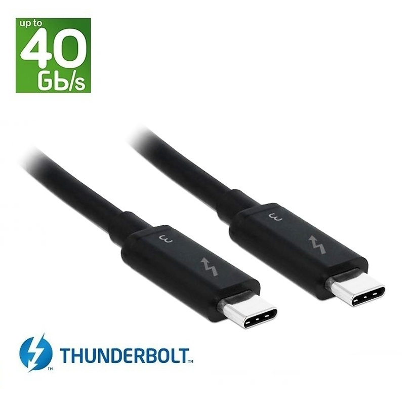 Thunderbolt 3 Kabel, C-C, 40 Gbps, 100W, 5A, 1m, Delock