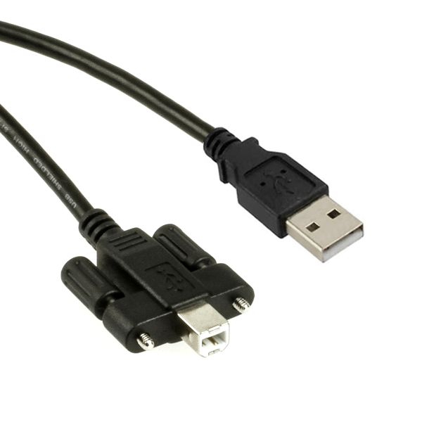 USB 2.0 Kabel, B Stecker mit Schrauben an A Stecker normal, 2m USB 2.0 Kabel, B Stecker mit Schrauben an A Stecker normal, 2m