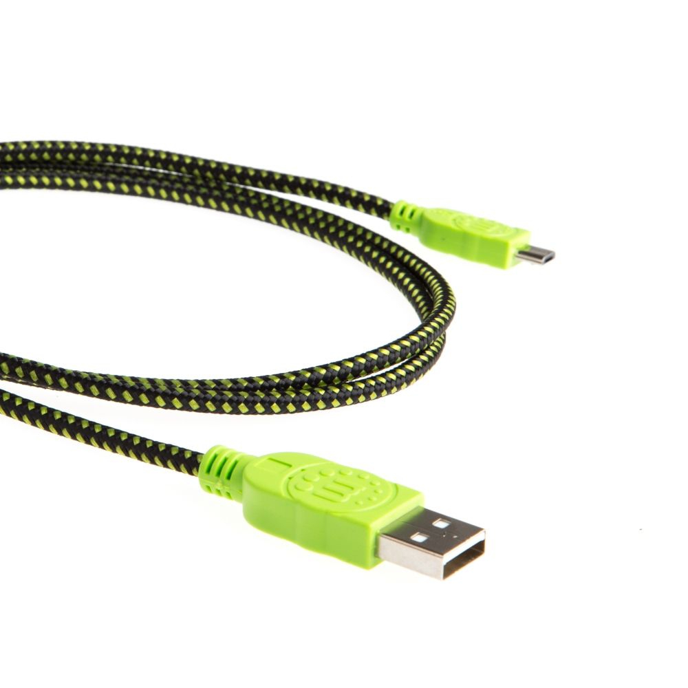 Micro-USB-Kabel mit Stoffmantel grün-schwarz 1m