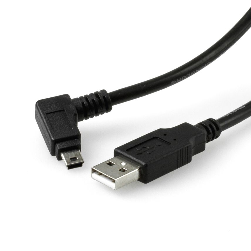 USB 2.0 Kabel mit Mini-B-Stecker WINKEL RECHTS, UL-Kabelmaterial, 2m