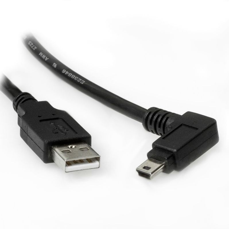 USB 2.0 Kabel mit Mini-B-Stecker WINKEL LINKS 1m
