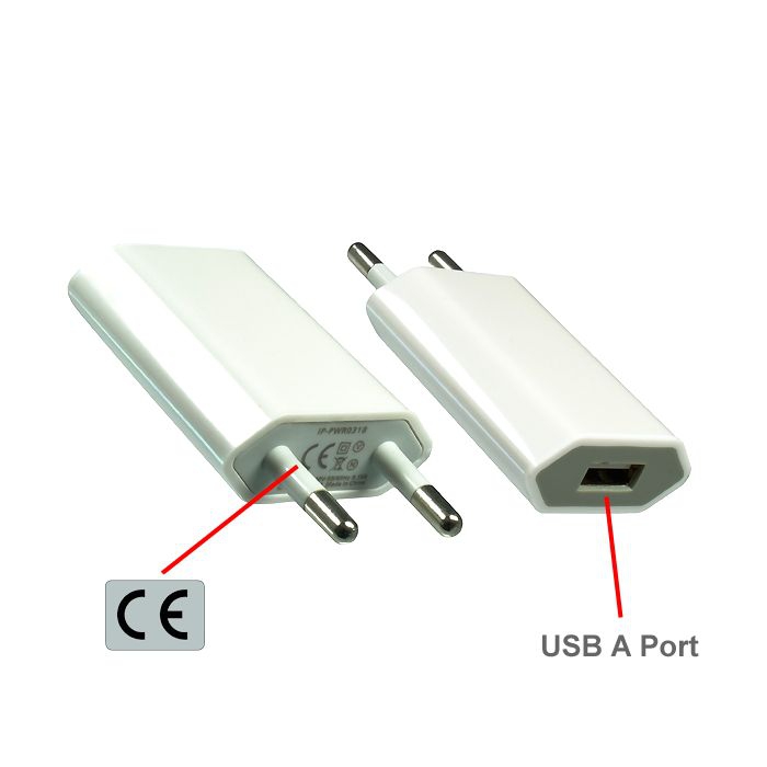 Steckernetzteil LADEGERÄT mit 1x USB-A-Port 5V 1000mA weiss