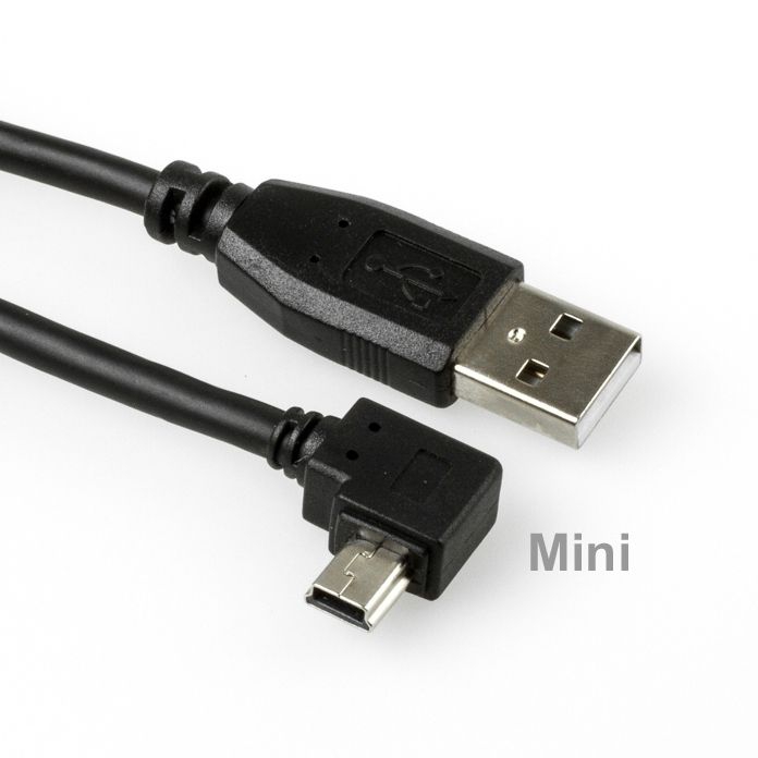 Abgewinkeltes MINI-USB-Kabel: USB A auf Mini B WINKEL RECHTS 50cm