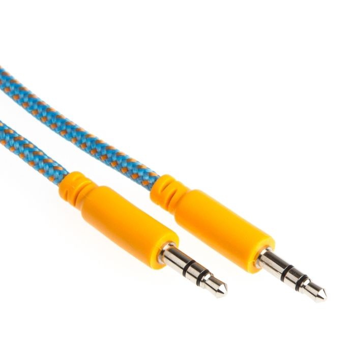 Soundkabel mit Stoffmantel blau-orange 2x 3.5mm Klinke 1m