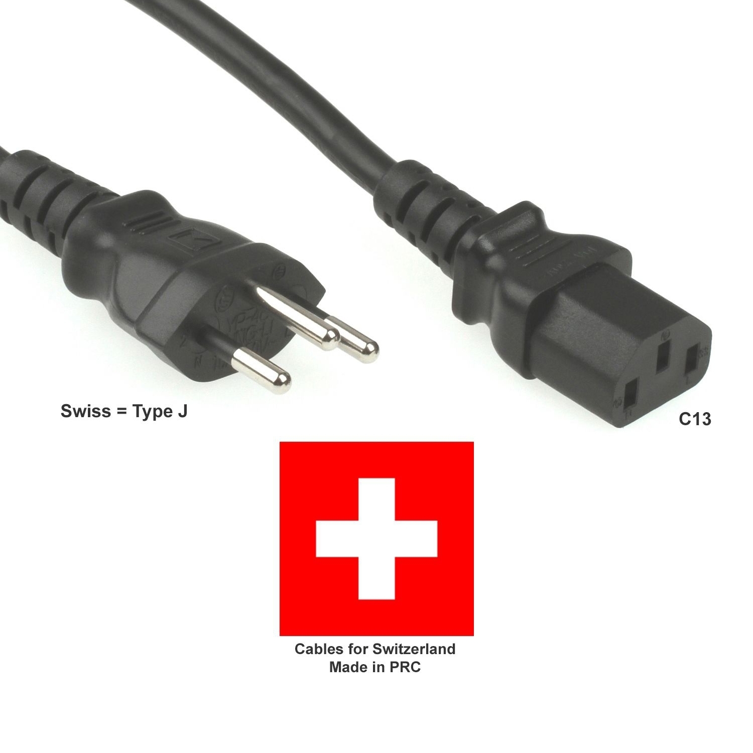 Kaltgerätekabel Stromkabel Netzkabel SCHWEIZ 1m