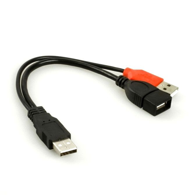 USB Dual Power Kabel 2x A-Stecker auf A-Buchse 22cm USB Dual Power Kabel 2x A-Stecker auf A-Buchse 22cm