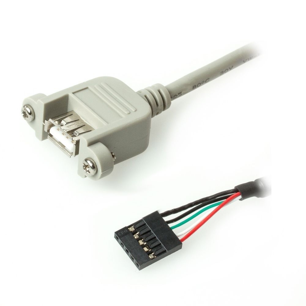 USB 2.0 A Buchse anschraubbar an 5-Pol Boardstecker, Kabel 20cm