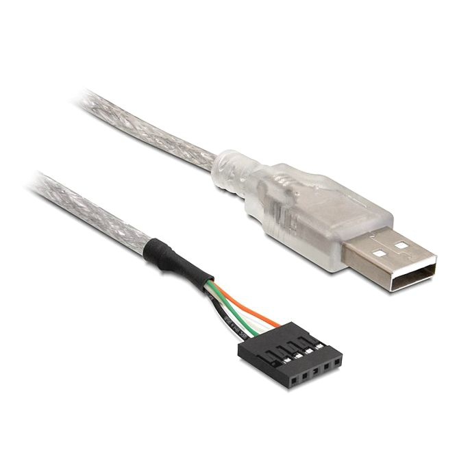 USB-Kabel A-Stecker auf 5-pol Boardstecker (4-polig belegt) 70cm, silberfarbig USB-Kabel A-Stecker auf 5-pol Boardstecker (4-polig belegt) 70cm, silberfarbig