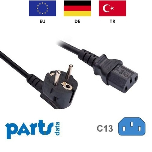 Kurzes Kaltgerätekabel mit Schutzkontakt-Stecker CEE 7/7 90°-WINKEL an C13, 50cm