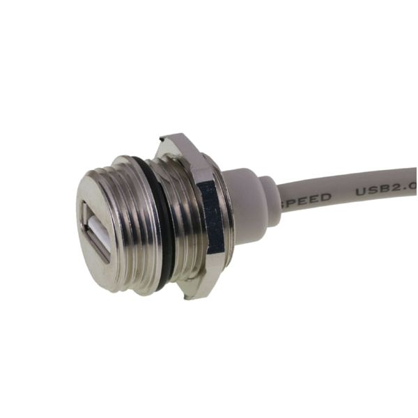 USB 2.0 Montagekabel A-Buchse mit Kappe IP67 auf A-Stecker 25cm USB 2.0 Montagekabel A-Buchse mit Kappe IP67 auf A-Stecker 25cm