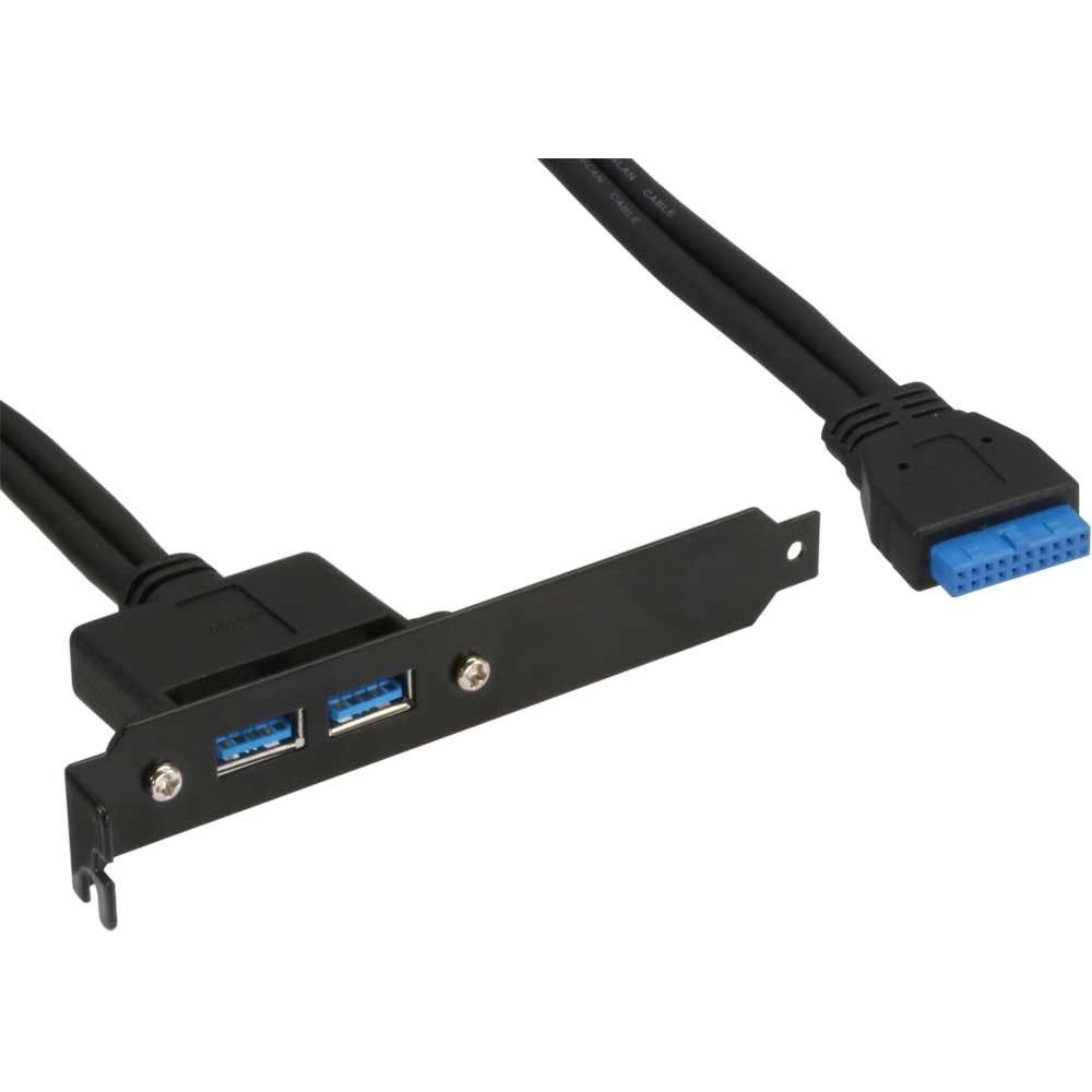 Slotblech USB 3.0 2x USB-A-Buchse auf Mainboardanschluss 50cm Slotblech USB 3.0 2x USB-A-Buchse auf Mainboardanschluss 50cm