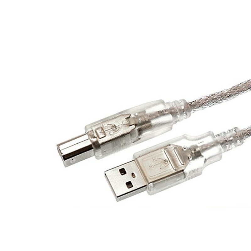 USB-Kabel PREMIUM-QUALITÄT USB 2.0  A-auf-B silber-transparent 1m USB-Kabel PREMIUM-QUALITÄT USB 2.0  A-auf-B silber-transparent 1m