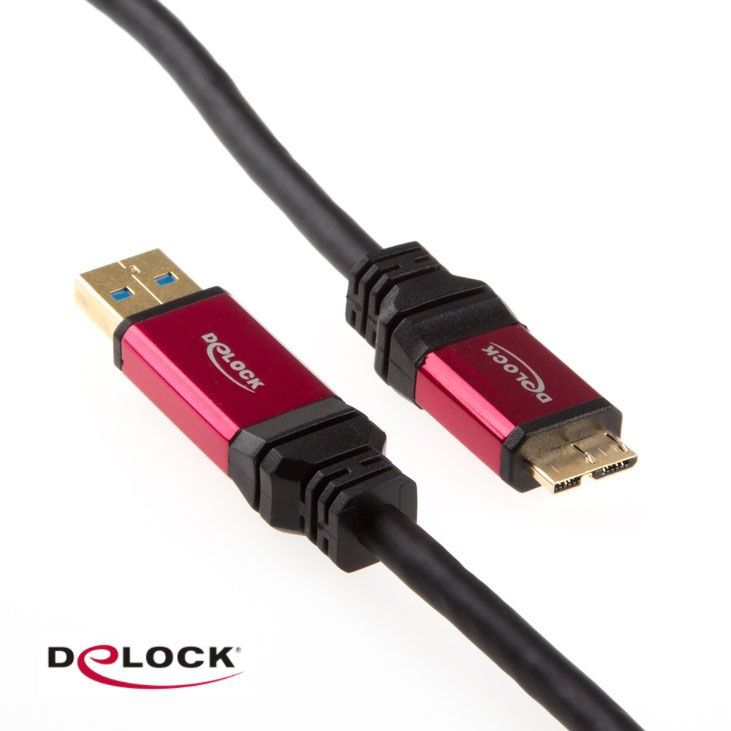 USB 3.0 Kabel A an MICRO B PREMIUM Qualität mit Metallsteckern 1m