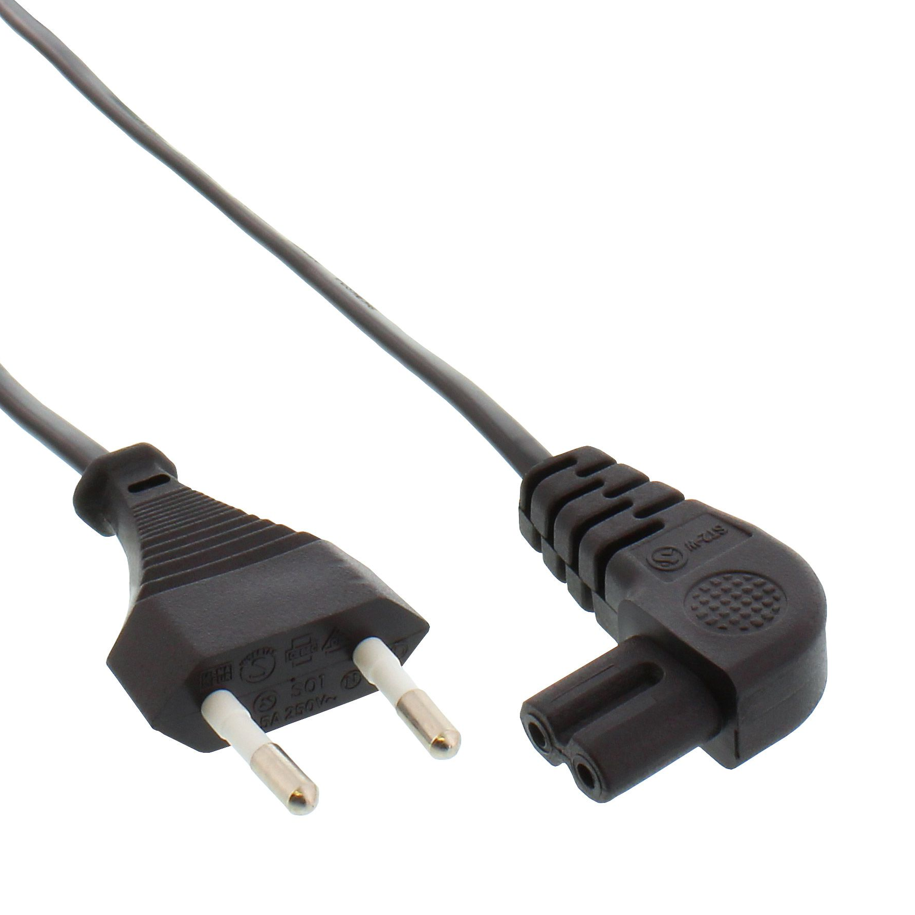 Stromkabel mit gewinkeltem Euro-8-Stecker 2m Stromkabel mit gewinkeltem Euro-8-Stecker 2m
