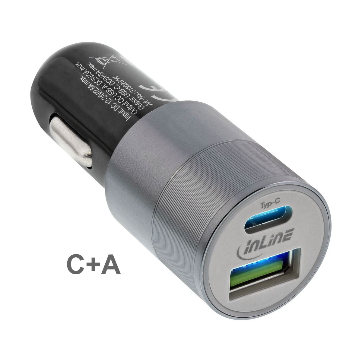USB KFZ Stromadapter Quick Charge mit USB A und USB Typ-C