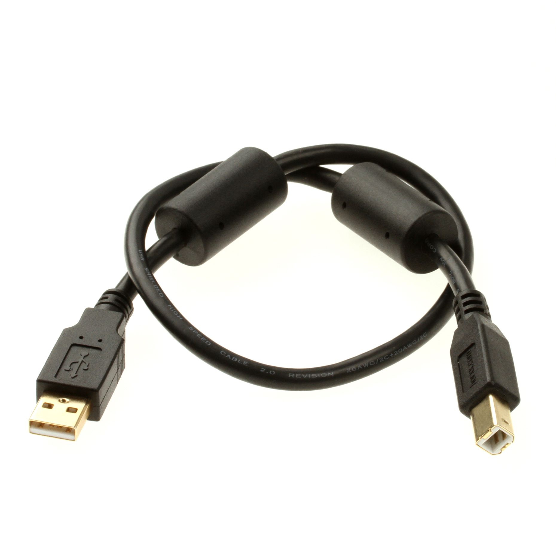 USB 2.0 Kabel mit 2 Ferritkernen in PREMIUM+ Industriequalität 30cm