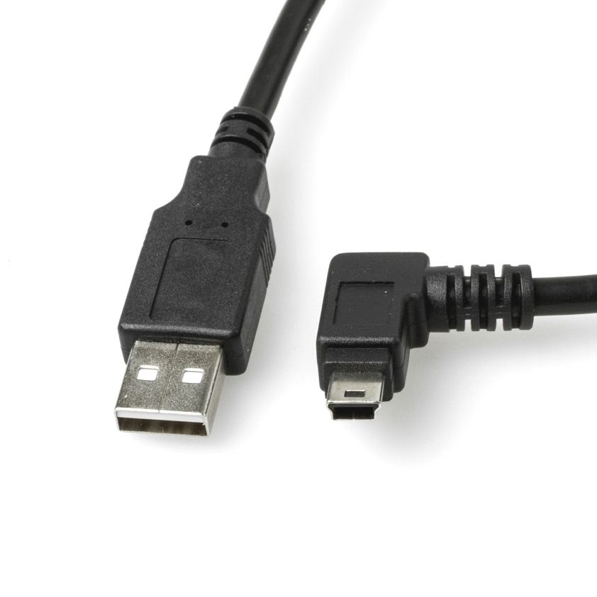 USB 2.0 Kabel mit Mini-B-Stecker WINKEL RECHTS, UL-Kabelmaterial, 30cm