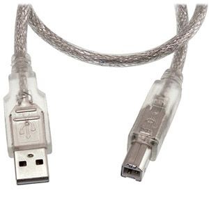Kurzes USB-Kabel PREMIUM-QUALITÄT USB 2.0  A-auf-B silber-transparent 40cm