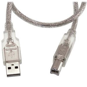 Kurzes USB-Kabel PREMIUM-QUALITÄT USB 2.0  A-auf-B silber-transparent 40cm Kurzes USB-Kabel PREMIUM-QUALITÄT USB 2.0  A-auf-B silber-transparent 40cm
