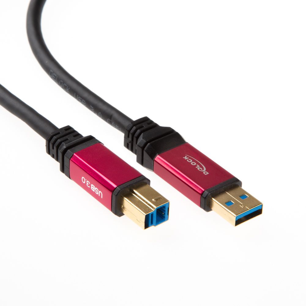 USB 3.0 Kabel AB PREMIUM-Qualität mit Metallsteckern 1m
