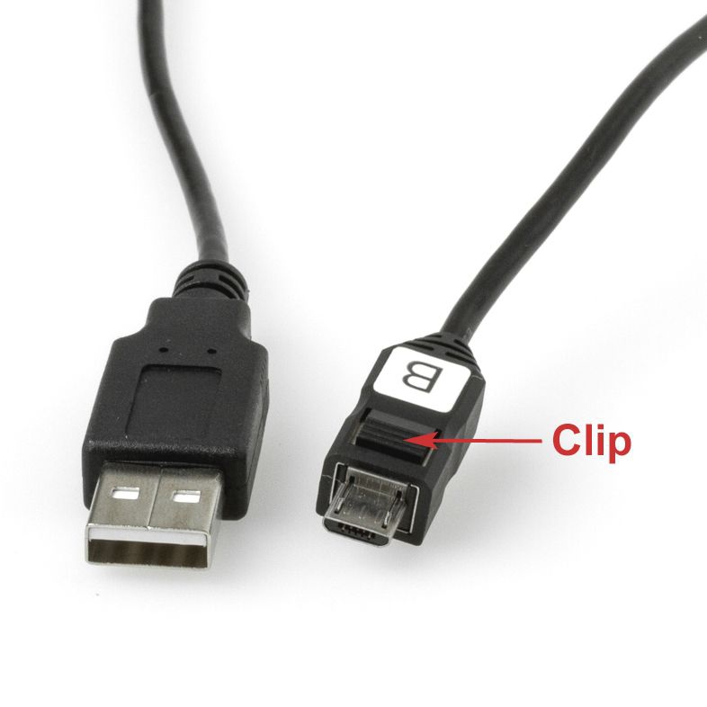 Kurzes MICRO-USB-Kabel, USB-A an MICRO-B mit Clip, 20cm
