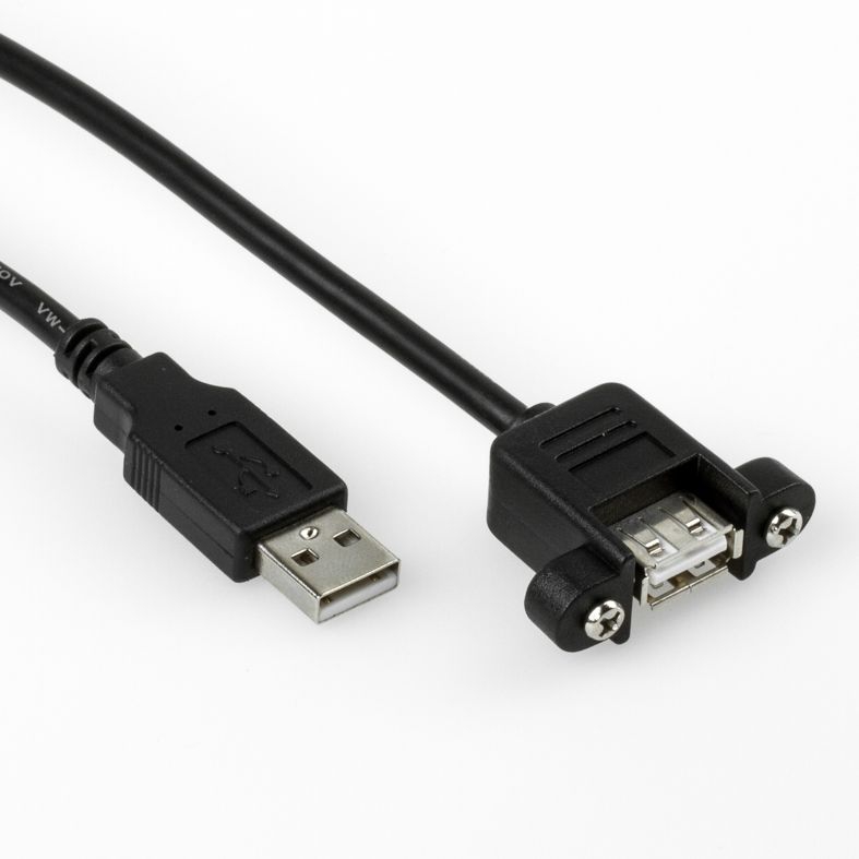 USB 2.0 Montagekabel A-Buchse mit 2 Schrauben an A-Stecker 2m