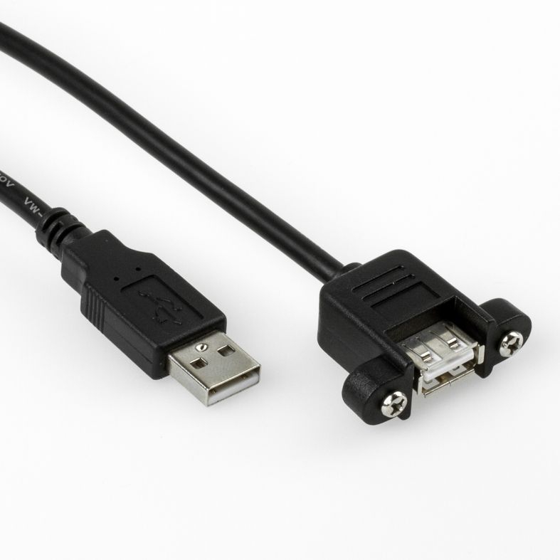 USB 2.0 Montagekabel A-Buchse mit 2 Schrauben an A-Stecker 2m USB 2.0 Montagekabel A-Buchse mit 2 Schrauben an A-Stecker 2m