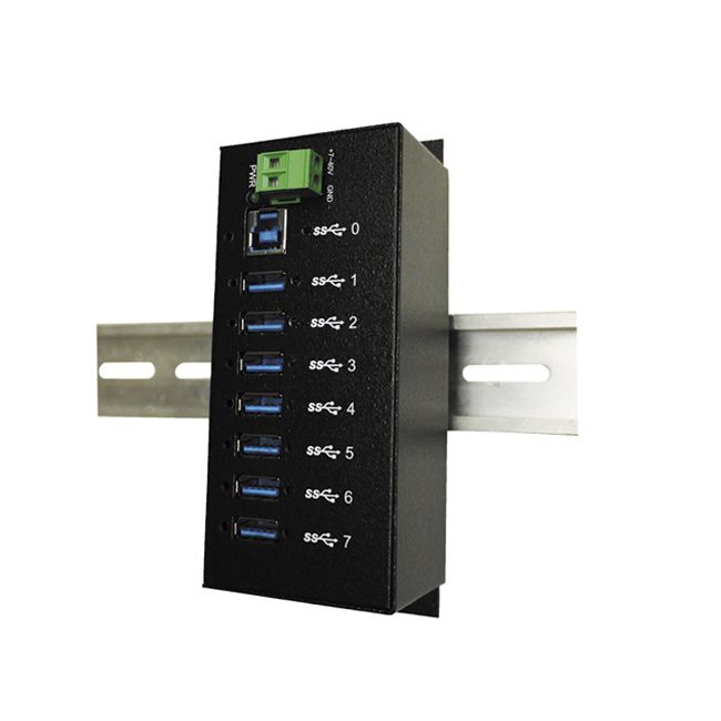 USB 3.0 HUB mit 7 Ports als DIN-RAIL-Version im Metall-Gehäuse, EX-1187HMVS