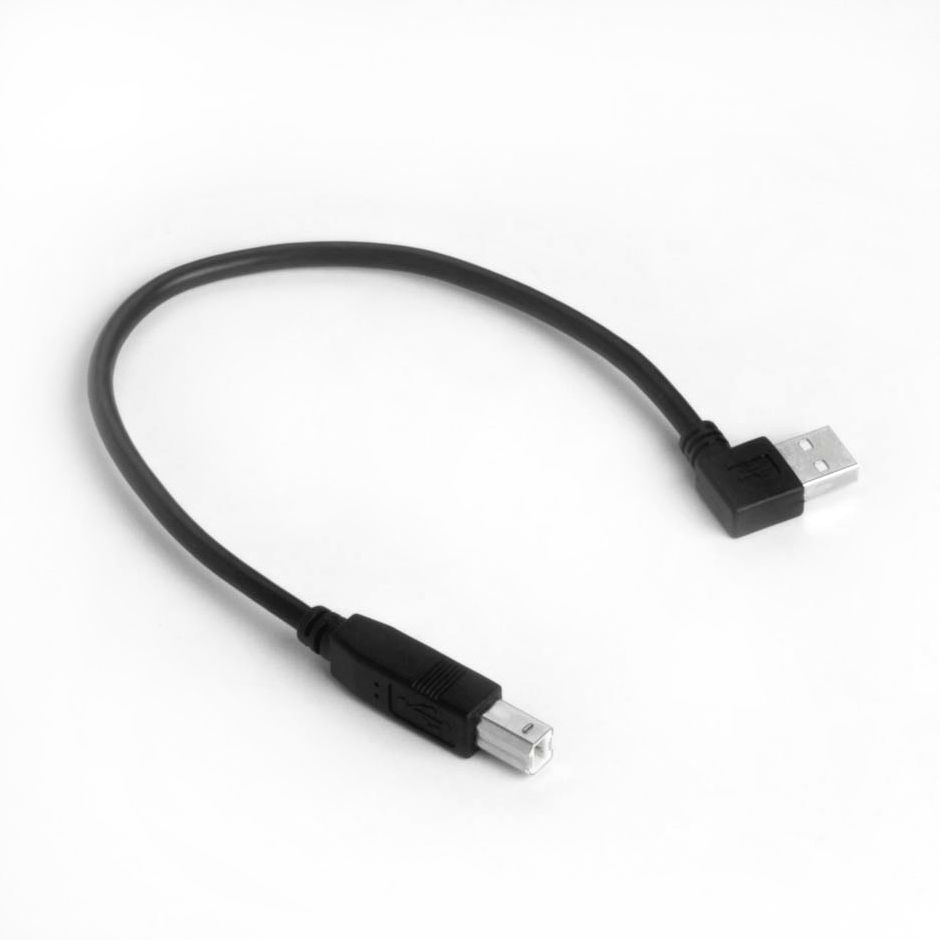 Kurzes USB 2.0 Kabel AB, Stecker A abgewinkelt RECHTS, 30cm Kurzes USB 2.0 Kabel AB, Stecker A abgewinkelt RECHTS, 30cm
