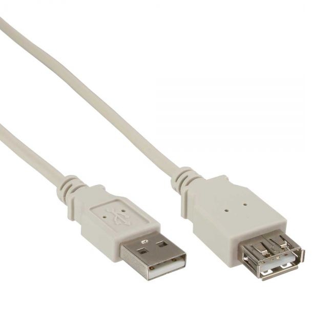 Kurze USB-Verlängerung Kabel Am Aw 60cm grau-beige