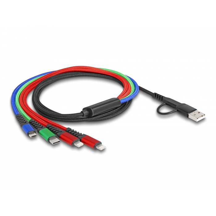USB Ladekabel 4 in 1 USB Typ-A + USB-C™ zu 2 x Lightning™ / Micro USB / USB Type-C™ 1,20 m USB Ladekabel 4 in 1 USB Typ-A + USB-C™ zu 2 x Lightning™ / Micro USB / USB Type-C™ 1,20 m